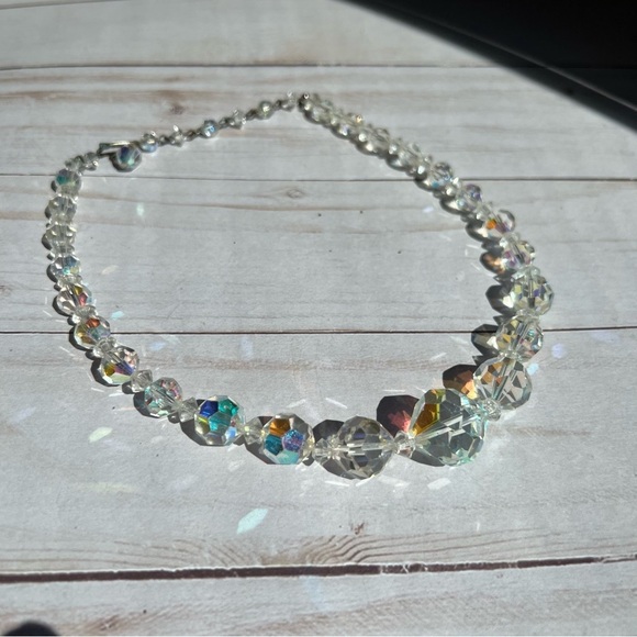 Vintage 16” Aurora Borealus Necklace with Graduating Multifaceted Beads - Picture 5 of 5